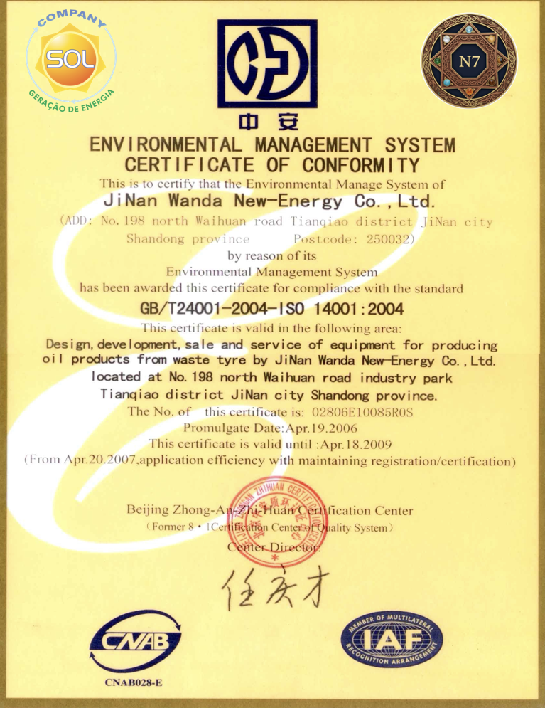 Certificado ISO 14001:2004